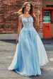 Gorgeous A Line Spaghetti Straps Light Blue Corset Prom Dress with Appliques Online