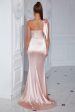 One Shoulder Pink Corset Party Dress with Ruffles For Sale