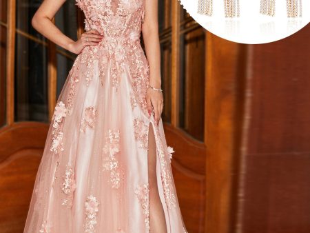 Blush Appliques A Line Spaghetti Straps Prom Dress with Accessory Cheap