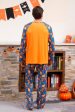 Orange Pumpkin Print Family Halloween Pajamas (Long Sleeves) Discount