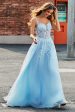 Gorgeous A Line Spaghetti Straps Light Blue Corset Prom Dress with Appliques Online