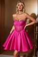 Cute A Line Sweetheart Corset Fuchsia Homecoming Dress with Beading Online now