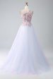 A-Line One Shoulder Pink Prom Dress with Appliques Hot on Sale