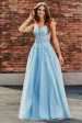 Gorgeous A Line Spaghetti Straps Light Blue Corset Prom Dress with Appliques Online