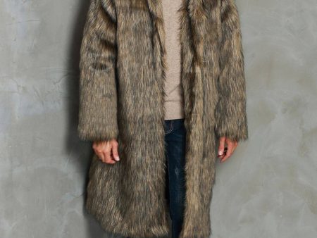 Brown Lapel Neck Long Faux Fur Men Coat For Discount