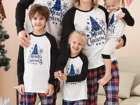 Black Blue Tree Print Family Christmas Pajamas Discount