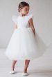 White A Line Round Neck Sleeveless Tulle Flower Girl Dress Supply