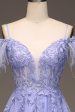 A-Line Cold Shoulder Lilac Corset Prom Dress with Appliques on Sale