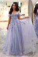 A-Line Cold Shoulder Lilac Corset Prom Dress with Appliques on Sale