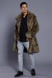 Brown Lapel Neck Long Men Faux Fur Coat Online now