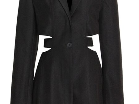 Black Cut-out Slim Fit Women Party Blazer Cheap