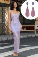 Lilac Sheath Spaghetti Straps Long Prom Dress with Accessory Sale