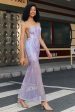 Lilac Sheath Spaghetti Straps Long Prom Dress with Accessory Sale