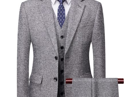 Grey Double Breasted 3 Pieces Men s Suit Sale