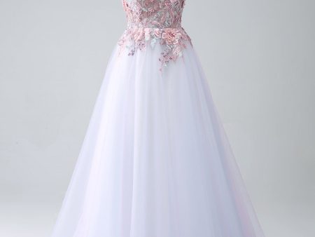 A-Line One Shoulder Pink Prom Dress with Appliques Hot on Sale